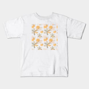 Yellow Cream Flower Line Kids T-Shirt